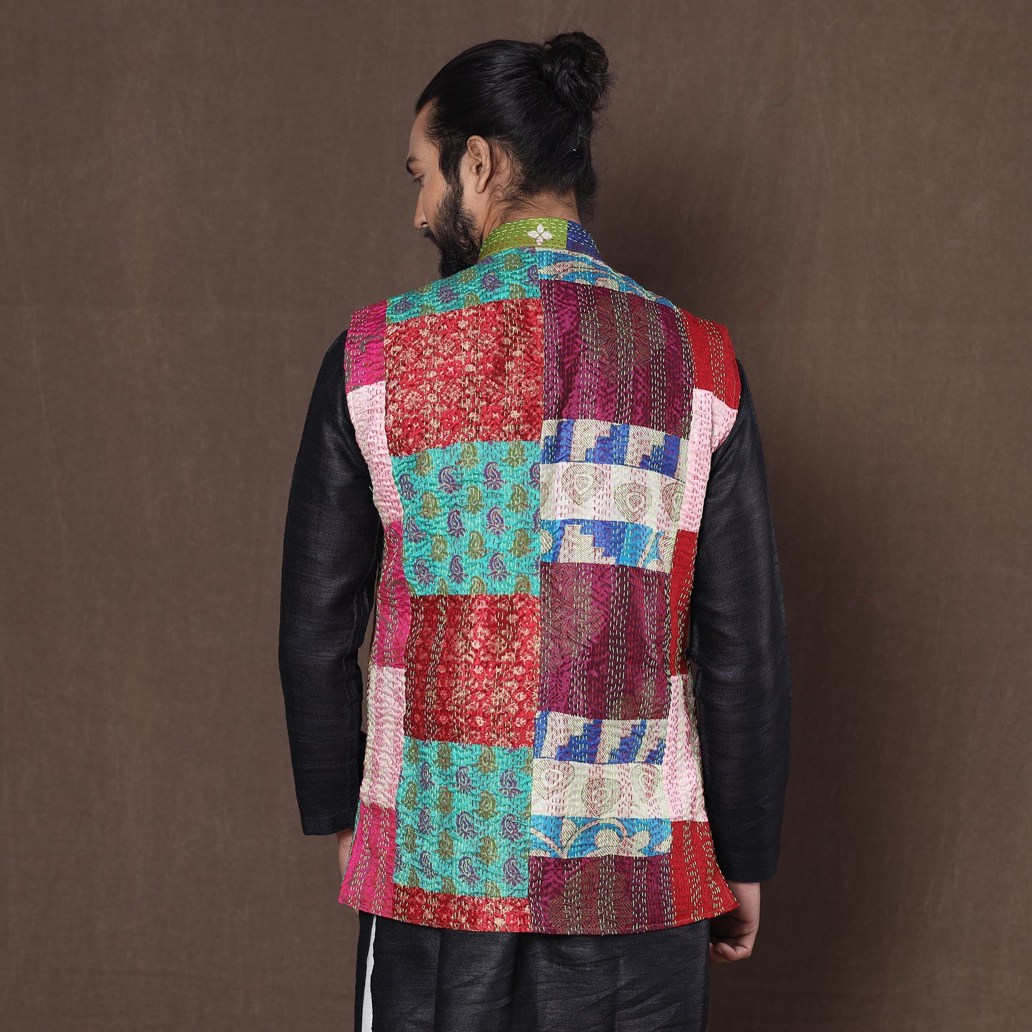 patchwork nehru jacket