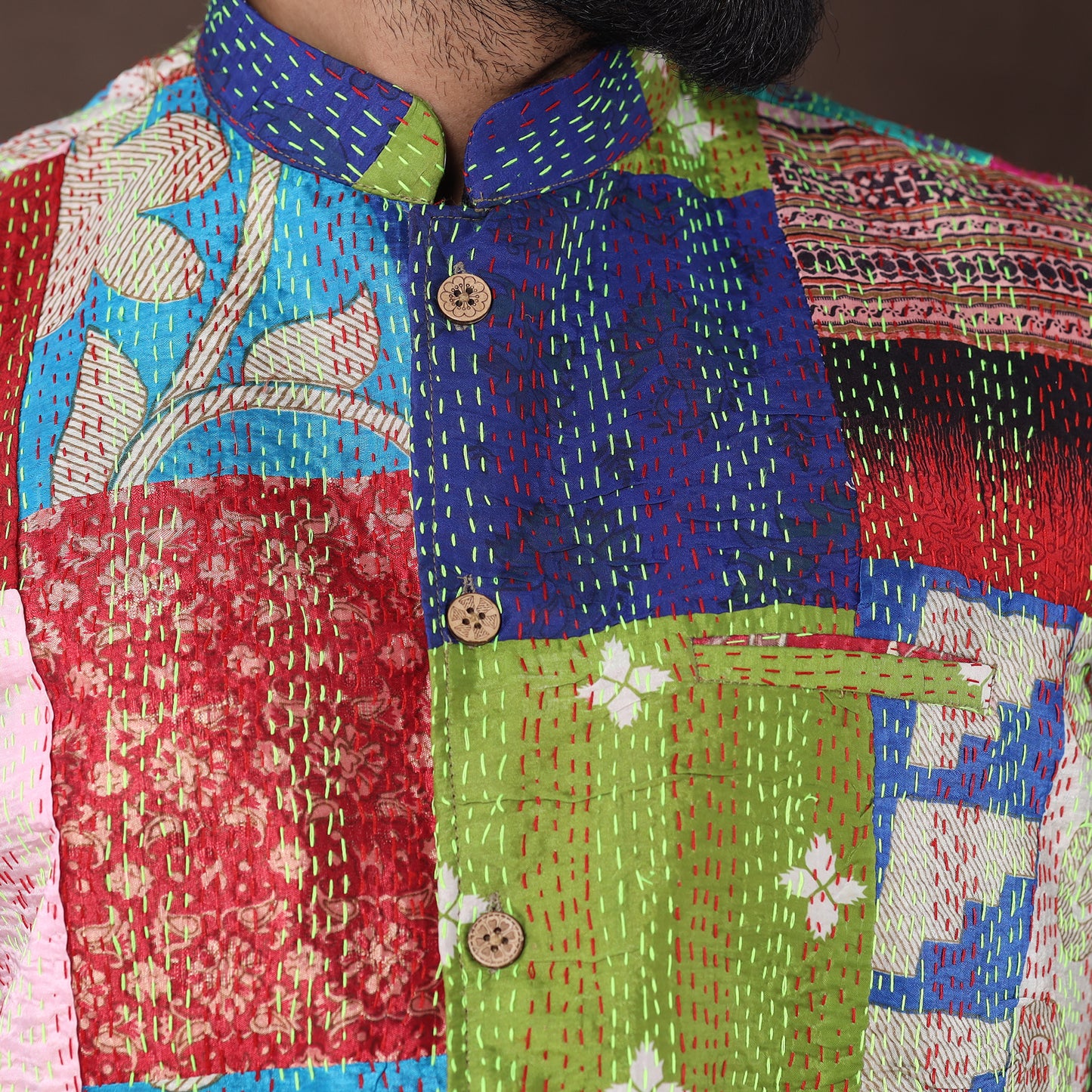 patchwork nehru jacket