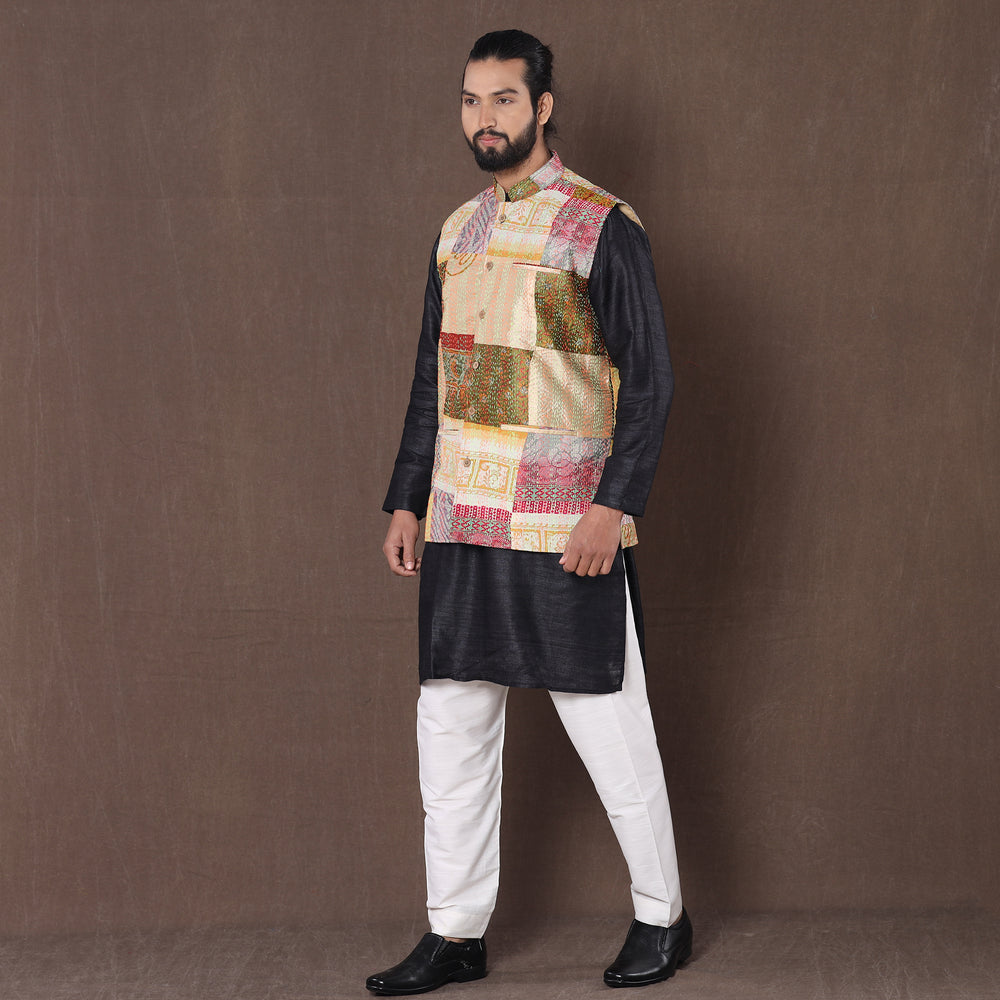 patchwork nehru jacket