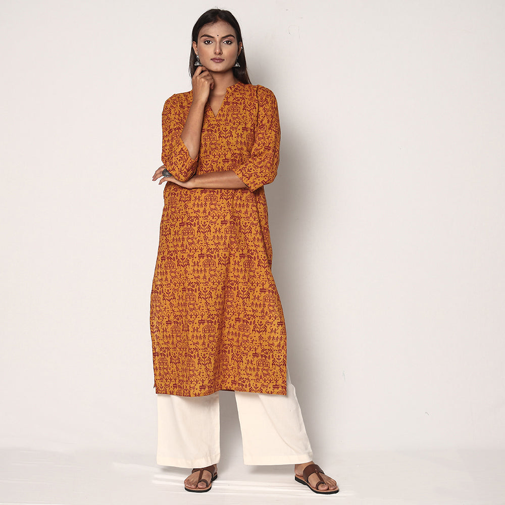 Buy Warli Printed Cotton Long Kurta Online l iTokri.com