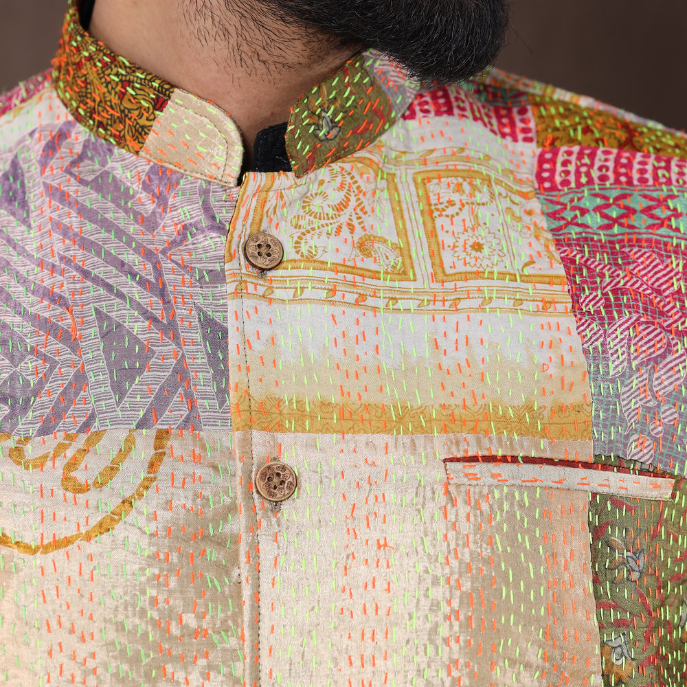 patchwork nehru jacket