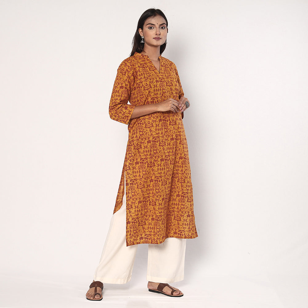 Buy Warli Printed Cotton Long Kurta Online l iTokri.com