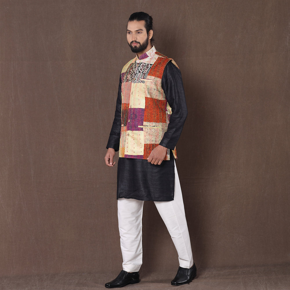 patchwork nehru jacket