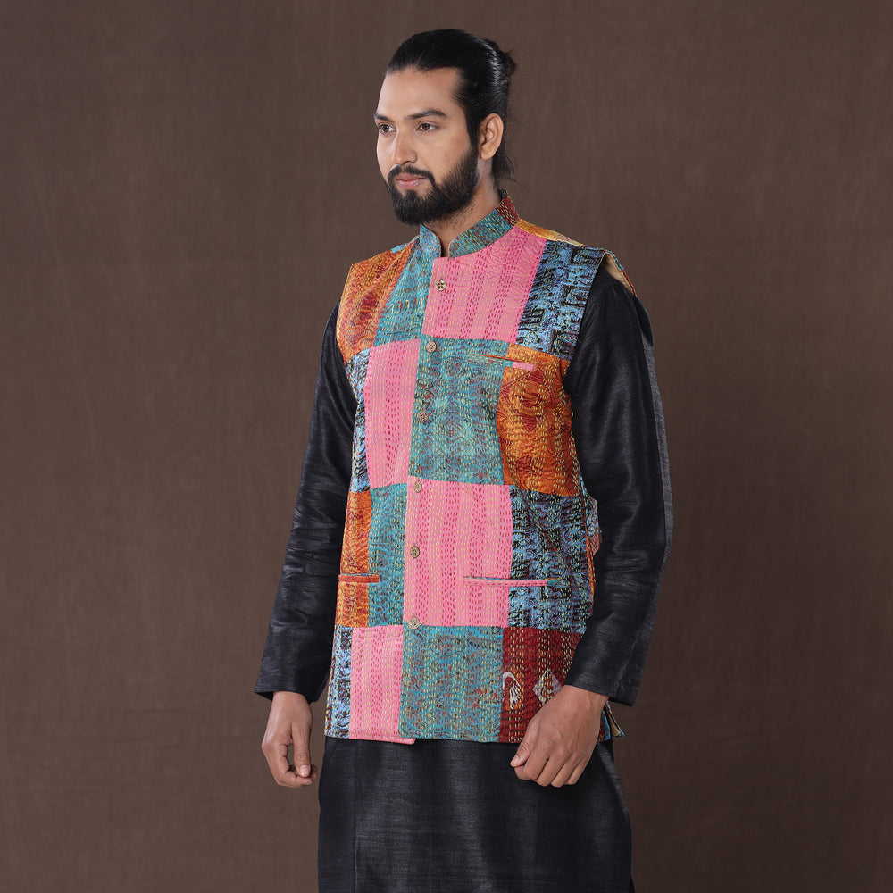 patchwork nehru jacket