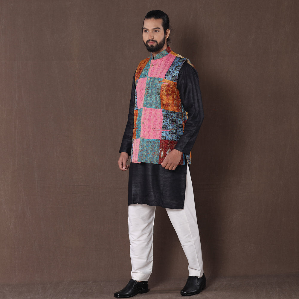 patchwork nehru jacket