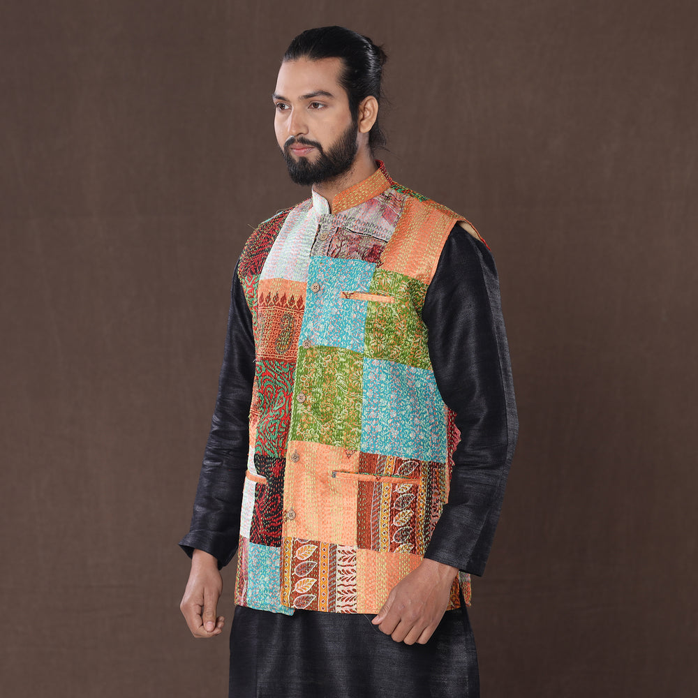 patchwork nehru jacket