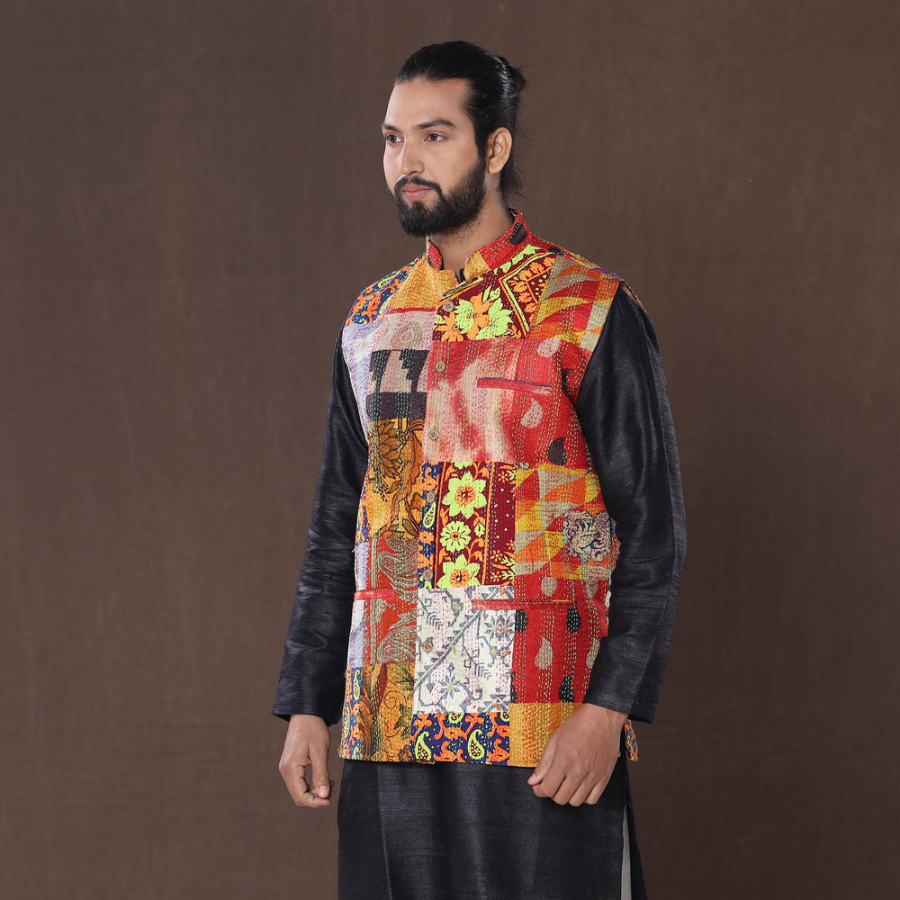 patchwork nehru jacket