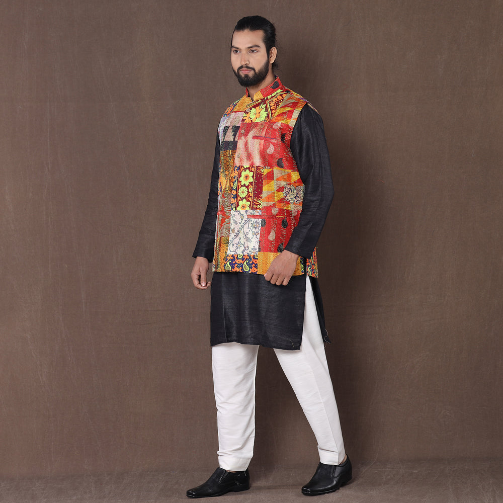 patchwork nehru jacket