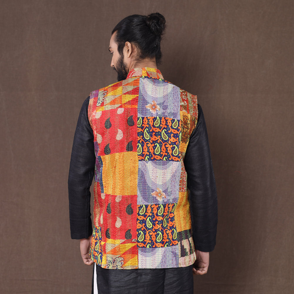 patchwork nehru jacket