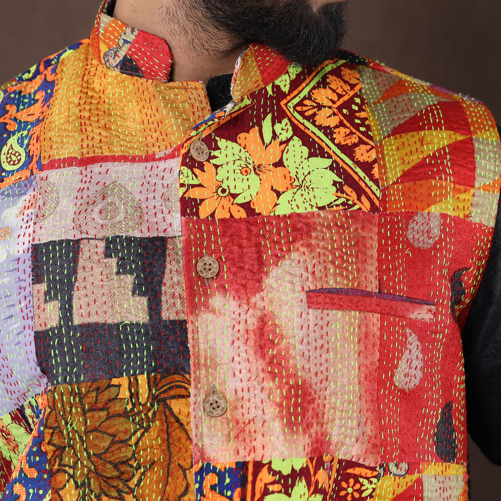 patchwork nehru jacket