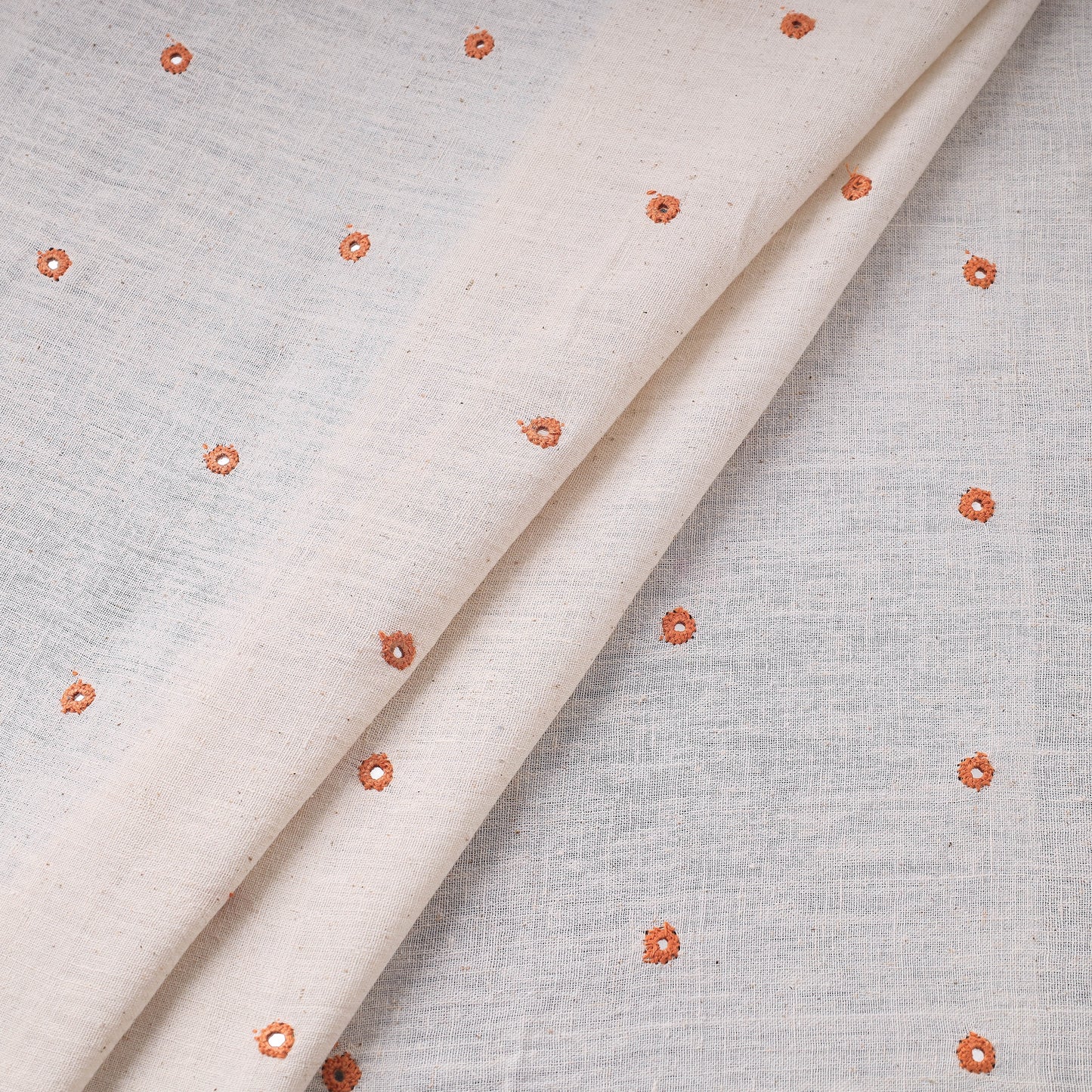 White - Organic Kala Cotton Handloom Mirror Work Fabric