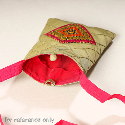 Green - Kutch Katri Embroidery Silk Sling Bag