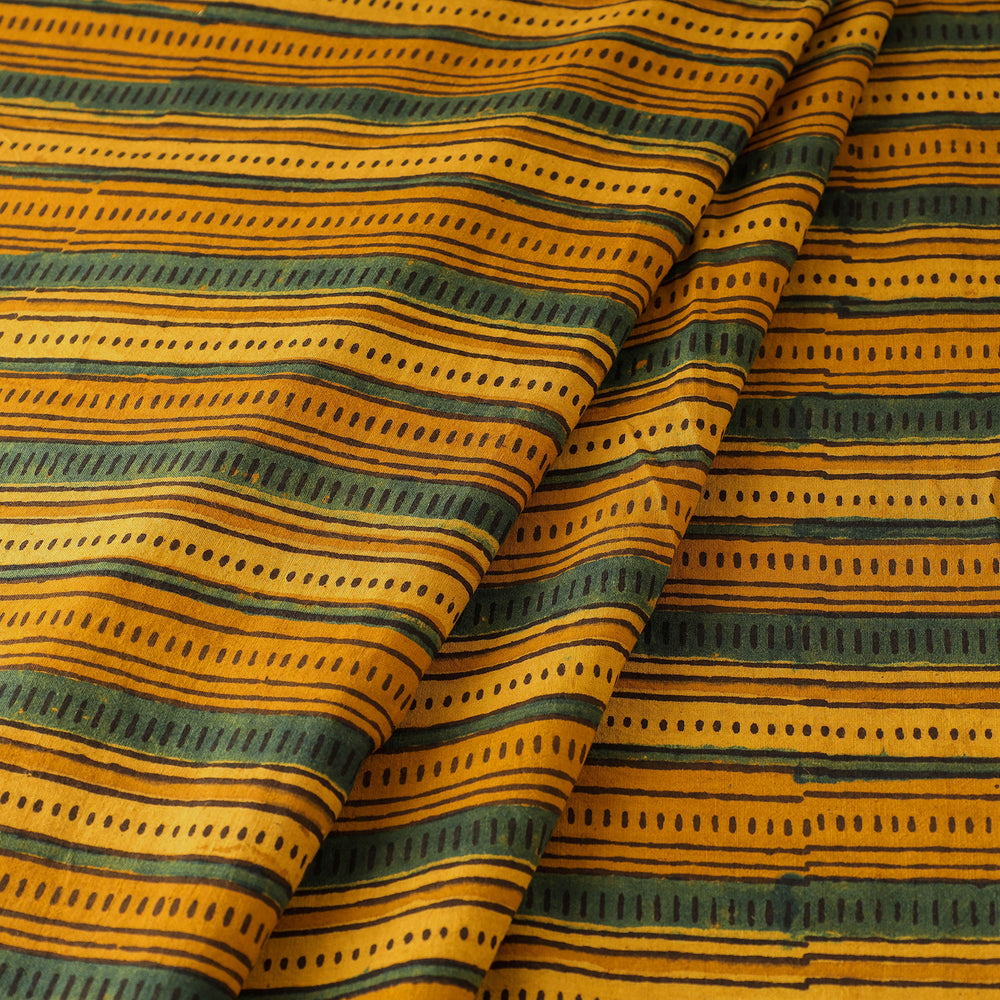 Yellow - Ajrakh Block Printed Cotton Fabric 01