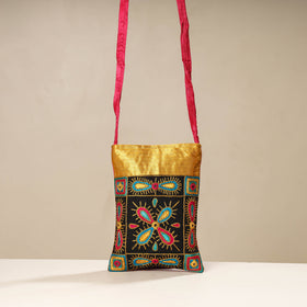 Multicolor Kutch Ahir Embroidery Mashru Silk Sling Bag