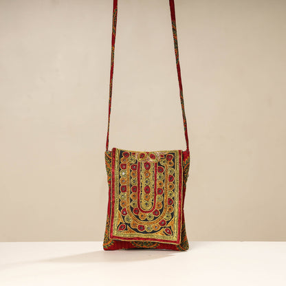 Multicolor - Kutch Ahir Embroidery Ajrakh Cotton Sling Bag