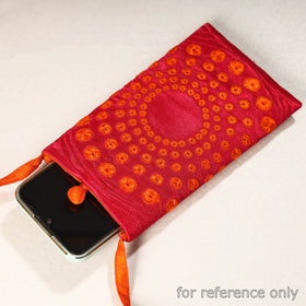 Yellow Kutch Tappo Embroidery Mashru Silk Mobile Sling Bag 