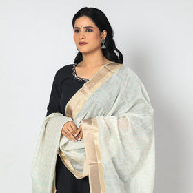  Kolaghat Kantha Zari Border Maheshwari Silk Dupatta with Tassels Online 