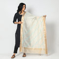  Kolaghat Kantha Zari Border Maheshwari Silk Dupatta with Tassels 
