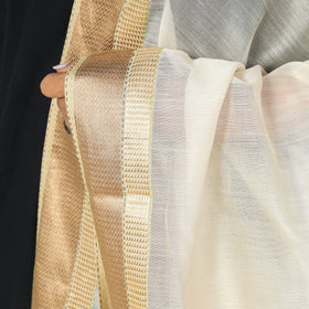  Kolaghat Kantha Zari Border Maheshwari Silk Dupatta with Tassels Online 