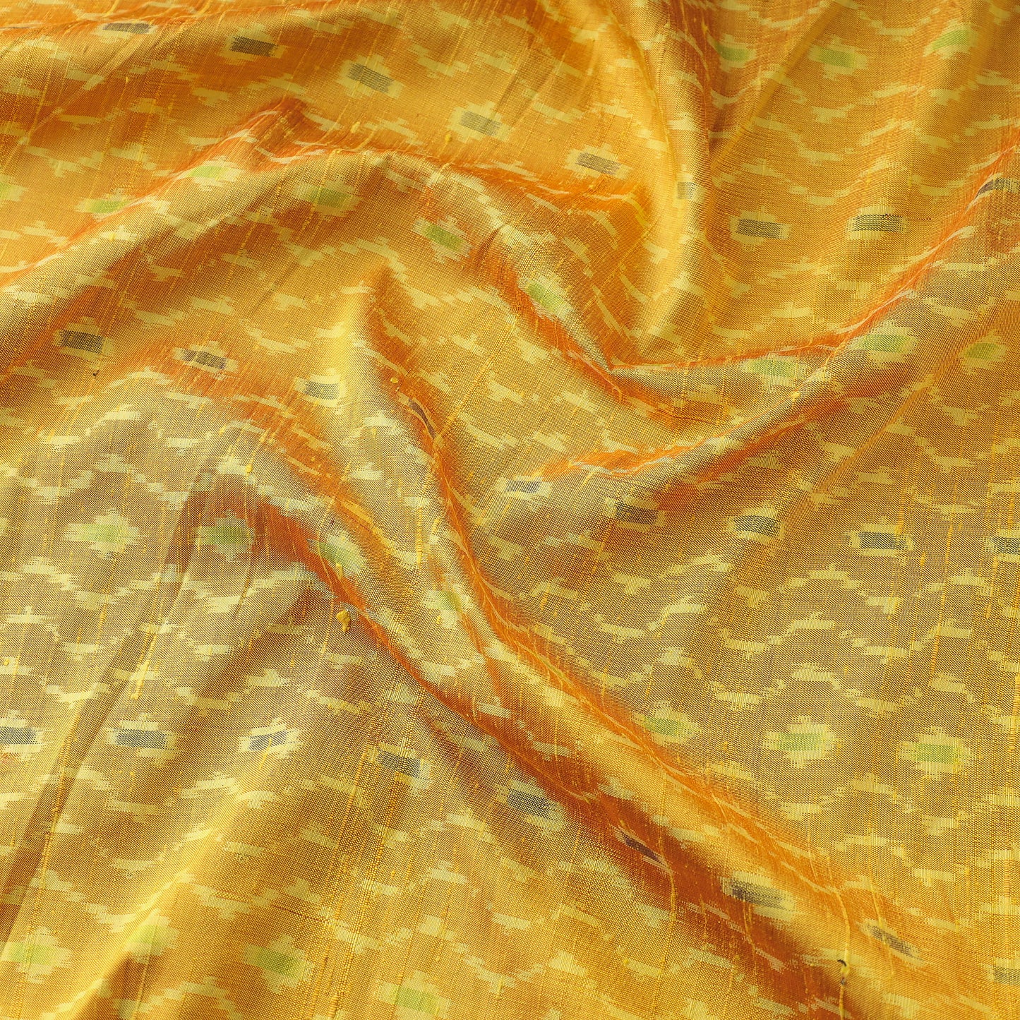 Beige - Raw Silk Pochampally Double Ikat Pure Handwoven Fabric