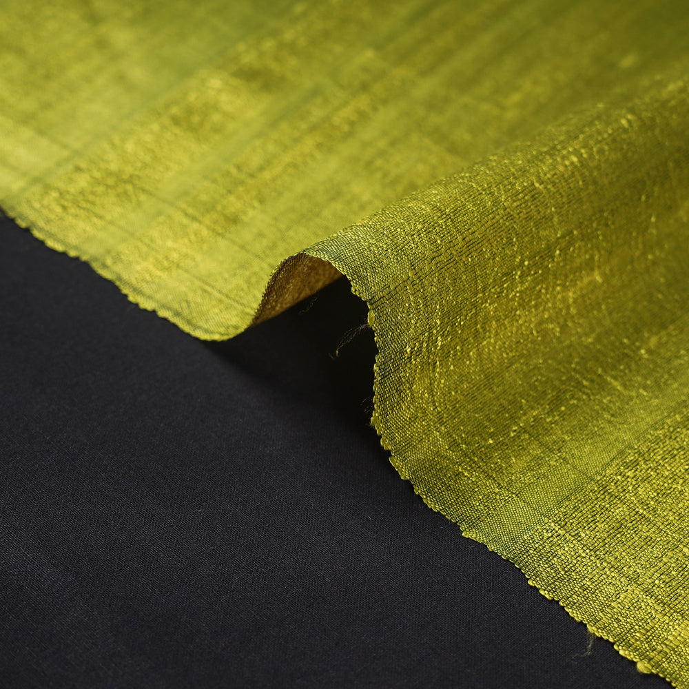 Parrot Green Vidarbha Tussar Dupion Silk Handloom Fabric