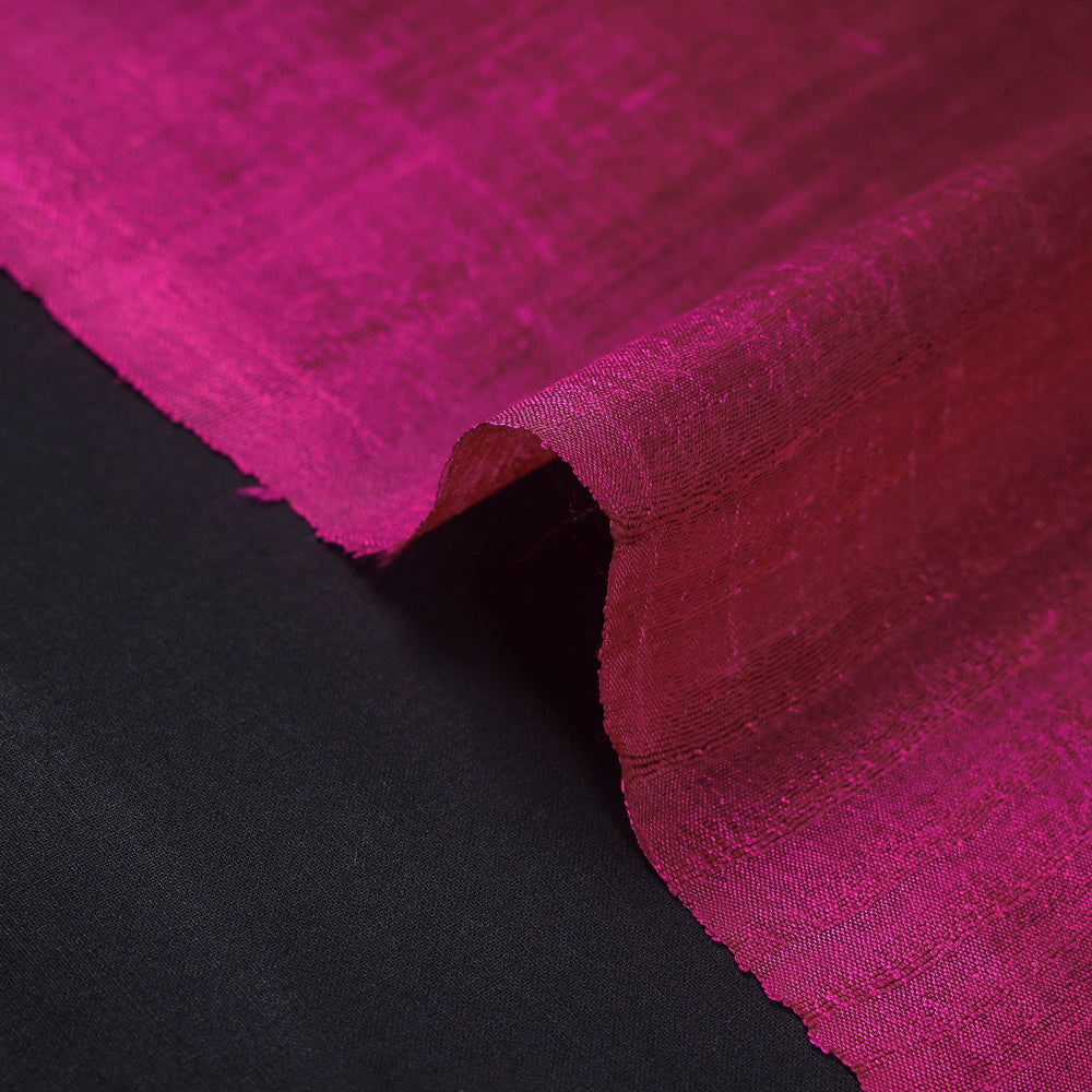 Dark Pink Vidarbha Tussar Dupion Silk Handloom Fabric