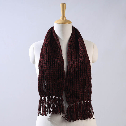 Brown - Kumaun Hand Knitted Woolen Muffler (50 in)