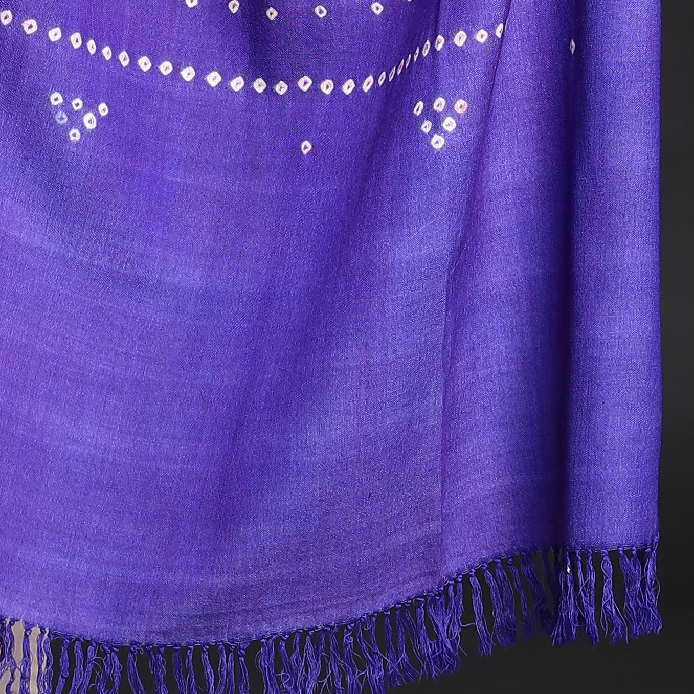 Blue - Kutch Handwoven Bandhani Tie-Dye Bagida Woolen Shawl