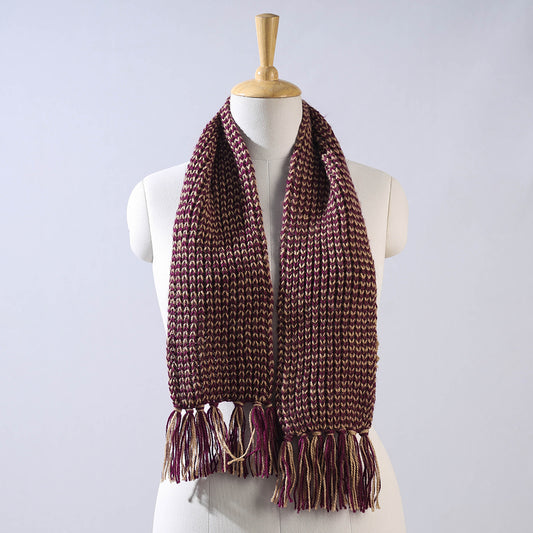 Purple - Kumaun Hand Knitted Woolen Muffler (50 in)