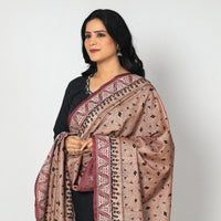 Brown - Bengal Kantha Tussar Silk Handloom Dupatta