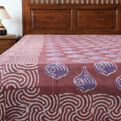 Maroon - Bindaas Block Art Prints Natural Dyed Double Bedcover in Pure Cotton (110 x 93 in)