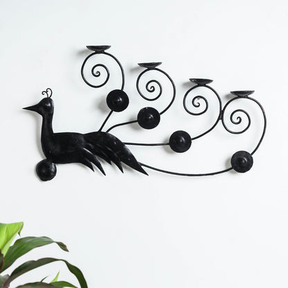 Peacock - Bastar Tribal Wrought Iron Candle Stand