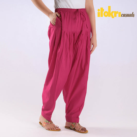Ruby Pink - Cotton Elasticated Salwar for Women