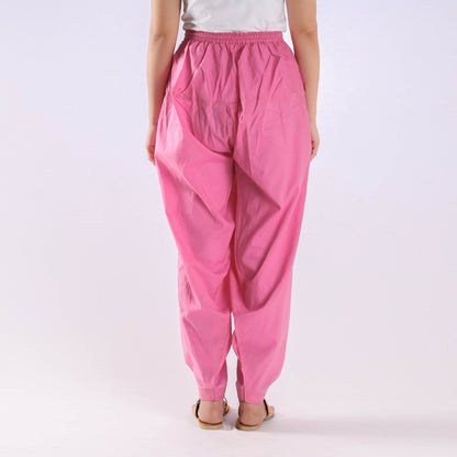 Light Pink - Cotton Elasticated Salwar for Women