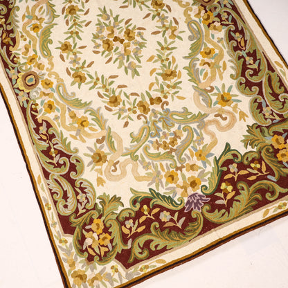 Original Chain Stitch Crewel Wool Thread Hand Embroidery Rug / Carpet (60 x 36 in)