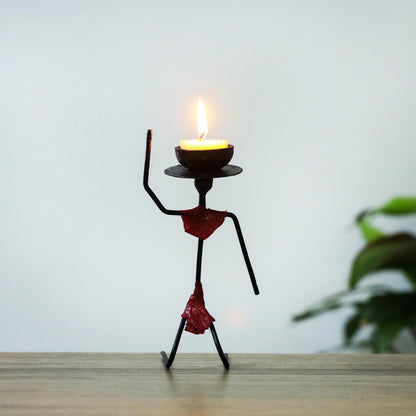 Bastar Tribal Wrought Iron Candle Stand