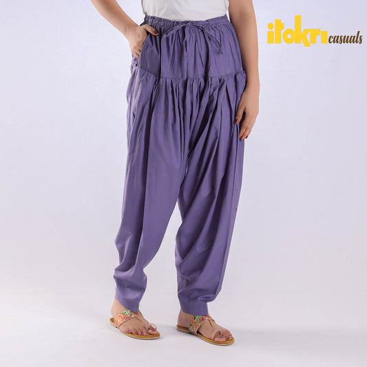 Maximum Blue Purple - Cotton Elasticated Salwar for Women
