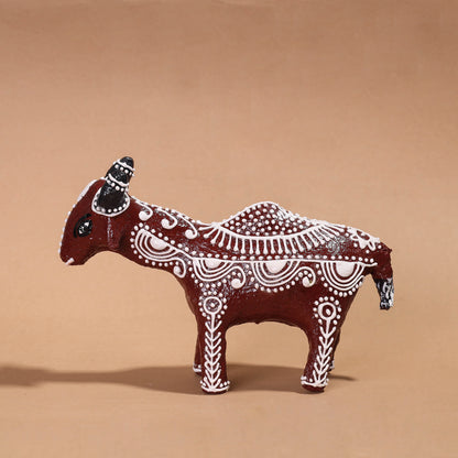 Mandana Art Handpainted Paper Mache Cow (9 x 3 in)