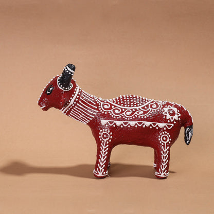 Mandana Art Handpainted Paper Mache Cow (9 x 3 in)