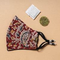 Kalamkari Block Printed Cotton 3 Layer Snug Fit Face Cover with Herb Pocket