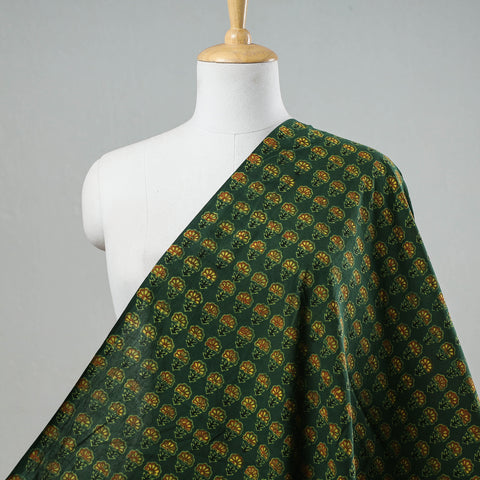 Green - Ajrakh Hand Block Printed Cotton Fabric