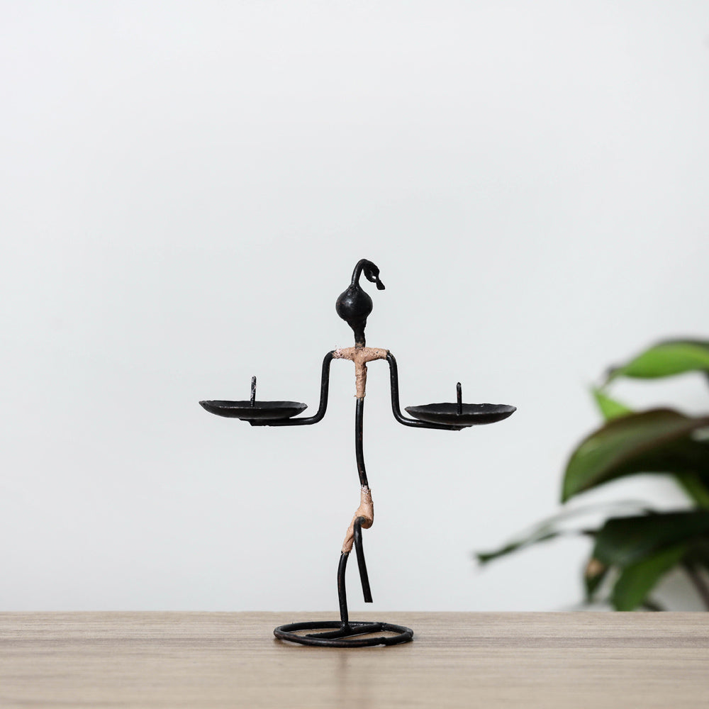 Woman - Bastar Tribal Wrought Iron Candle Stand