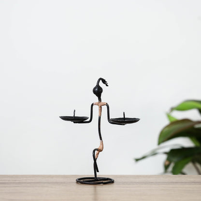 Woman - Bastar Tribal Wrought Iron Candle Stand