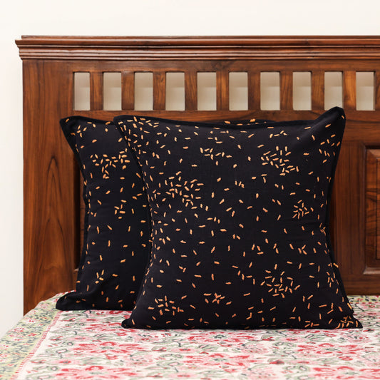 Set of 2 - Chandi Mati Tagai Work Cotton Cushion Cover (16x16 inches)