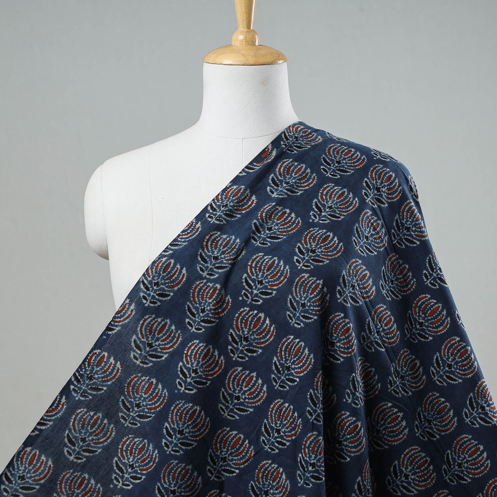 Blue - Ajrakh Block Printed Cotton Fabric