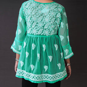 Buy Chikankari Hand Embroidered Short Flared Kurta / Top
