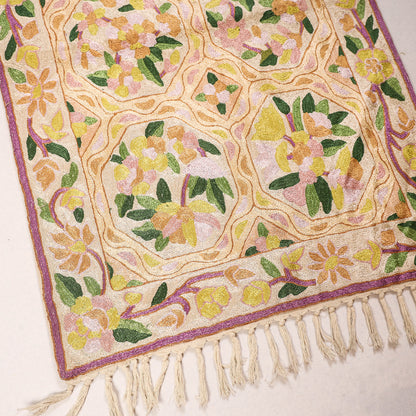 Original Chain Stitch Mulberry Silk Thread Hand Embroidery  Rug / Carpet (35 x 24 in)