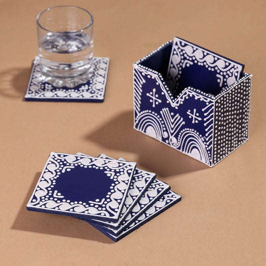 Mandana Art Handpainted Paper Mache Coasters (Set of 6)