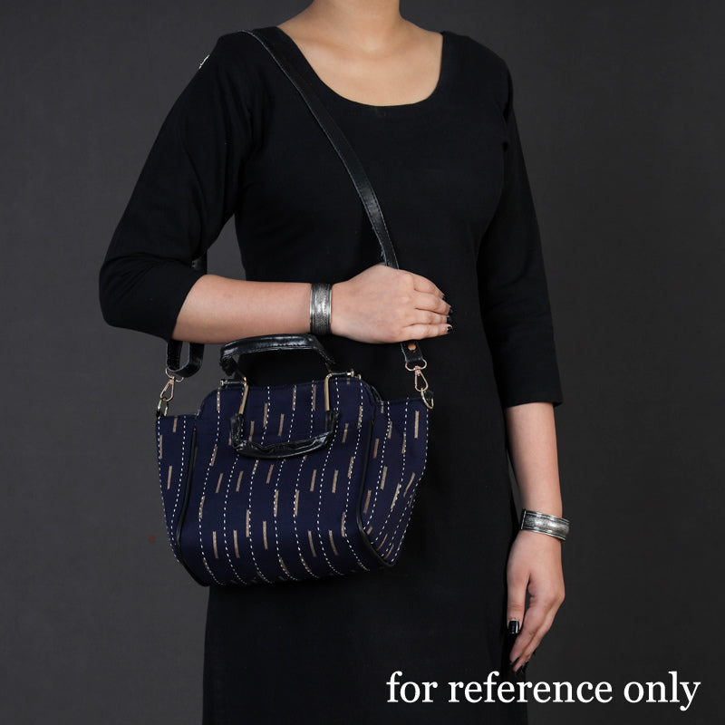 Black Handcrafted Kantha Hand Embroidered Cotton Hand Bag