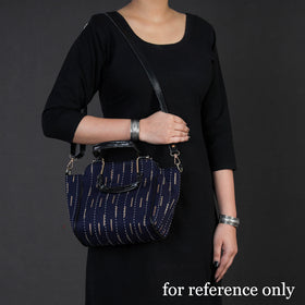 Black Handcrafted Kantha Hand Embroidered Cotton Hand Bag